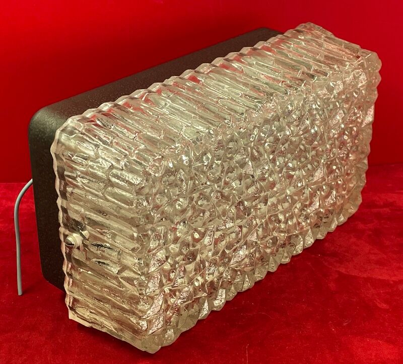 Aplique plafonnier en verre holophane industriel loft années 50 60 vintage 1950