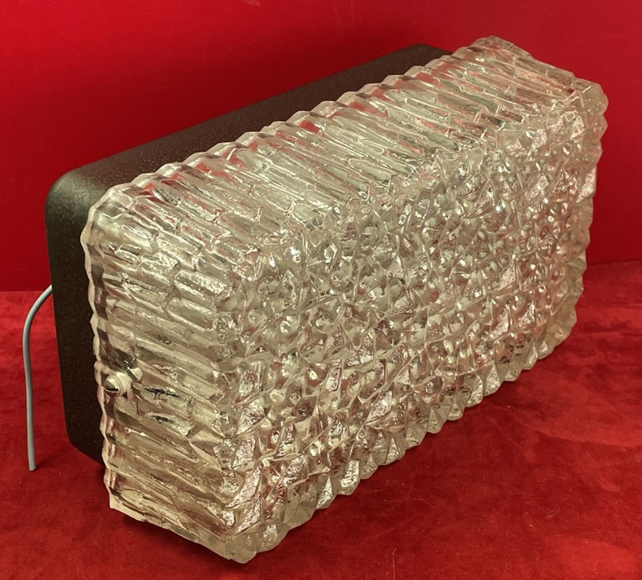 Ceiling lamp in glass holophane industrial loft 50s 60 vintage 1950
