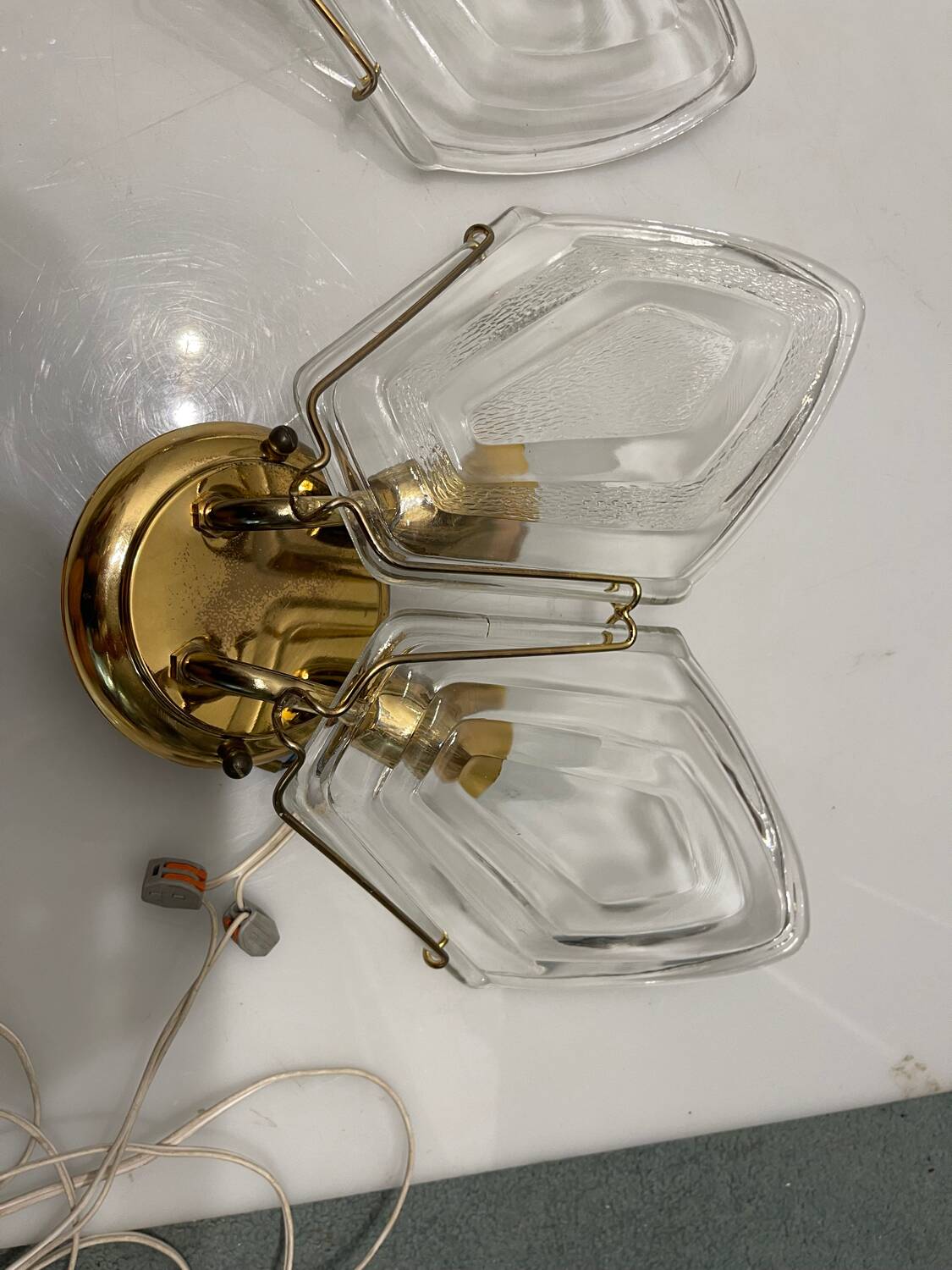 Brass Glass Sconces Set of 2 1970’s
