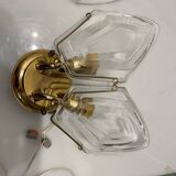 Lot de 2 appliques en laiton et verre, années 1970