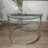 Table Basse en Verre et Métal Chromé