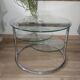 Table Basse en Verre et Métal Chromé