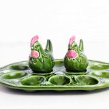 Salt and pepper earthenware egg set