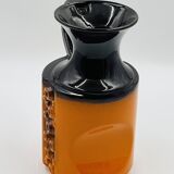Modernist vase design, orange ceramic with relief cabochons from the 1970s.