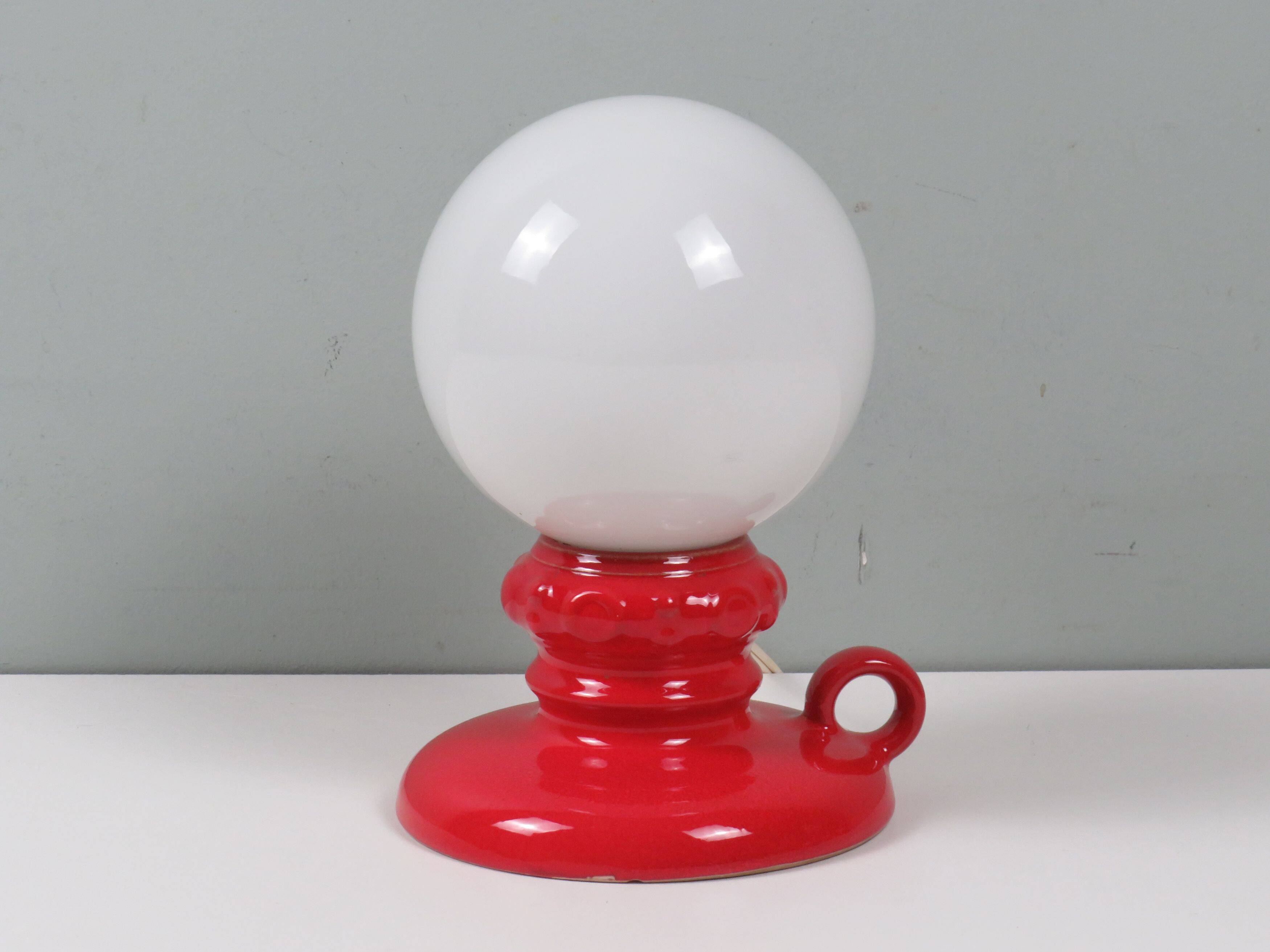 Lampe de table vintage en céramique rouge par Massive, Belgique 1970