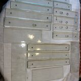 11 bevelled glass cleanliness plaques + 4 Art Deco glass plaques