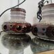 Trio of ceramic pendant lights, 1970s