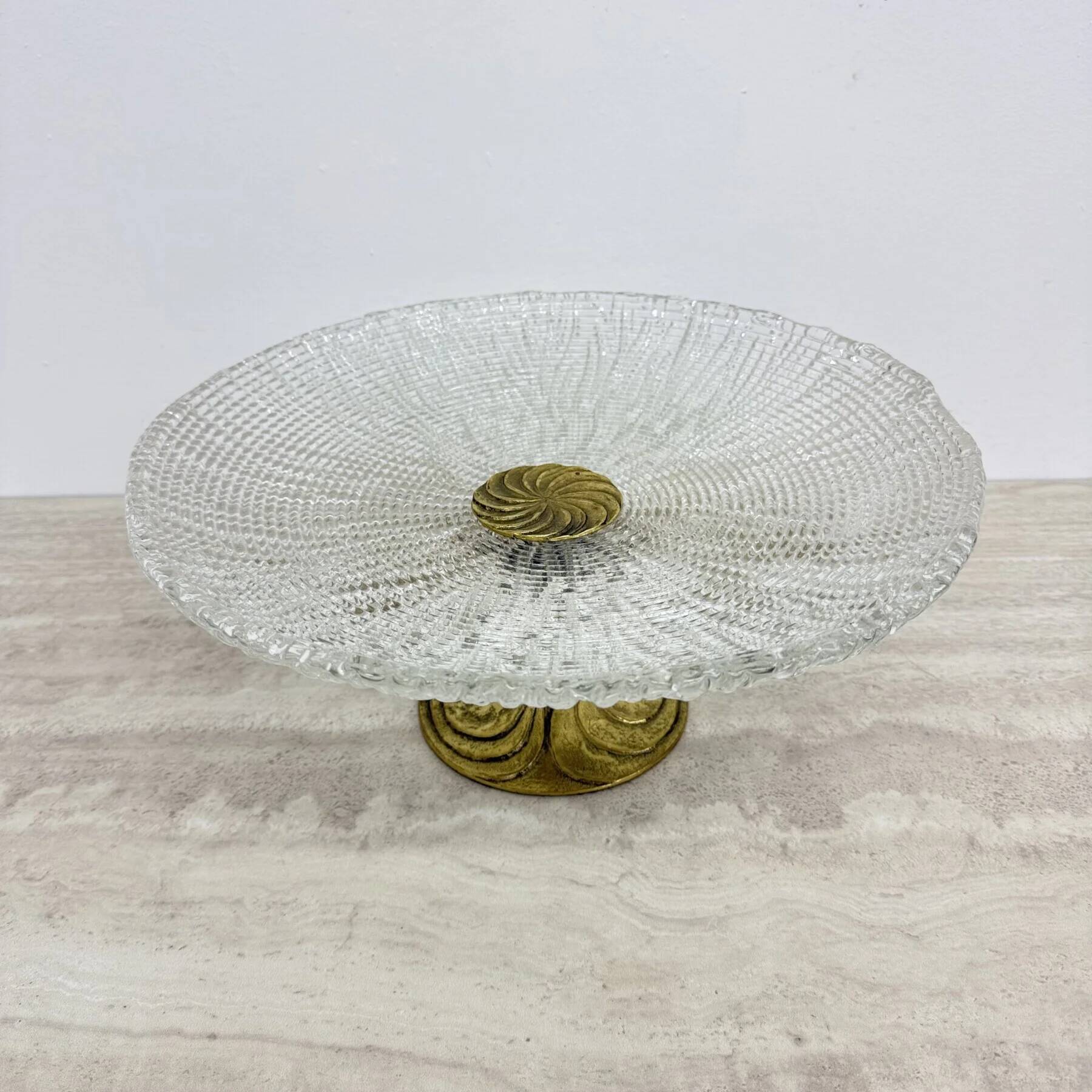 Mid-century design centrepiece crystal and brass bowl, 1960s