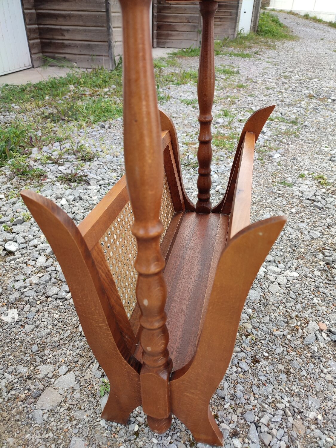 Vintage wicker wood magazine holder