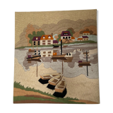 Embroidered landscape at the launched point
