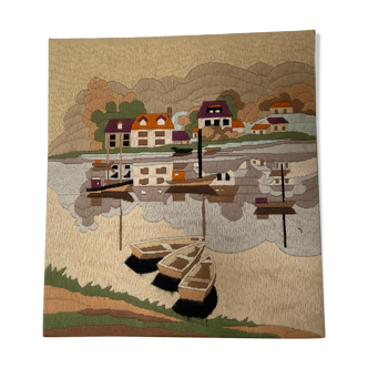 Embroidered landscape at the launched point