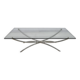 Mid-Century Modern Italian Chrome and Crystal Coffee Table, 1970s