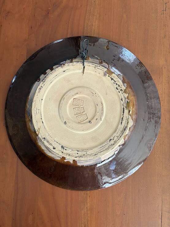 Large decorative ceramic plate (39.5 cm) signed Biot