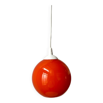 Hanging lamp ball in opaline orange 70s