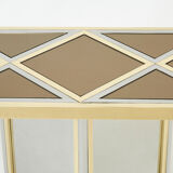 Console chrome laiton verre opalin noir de romeo rega 1970