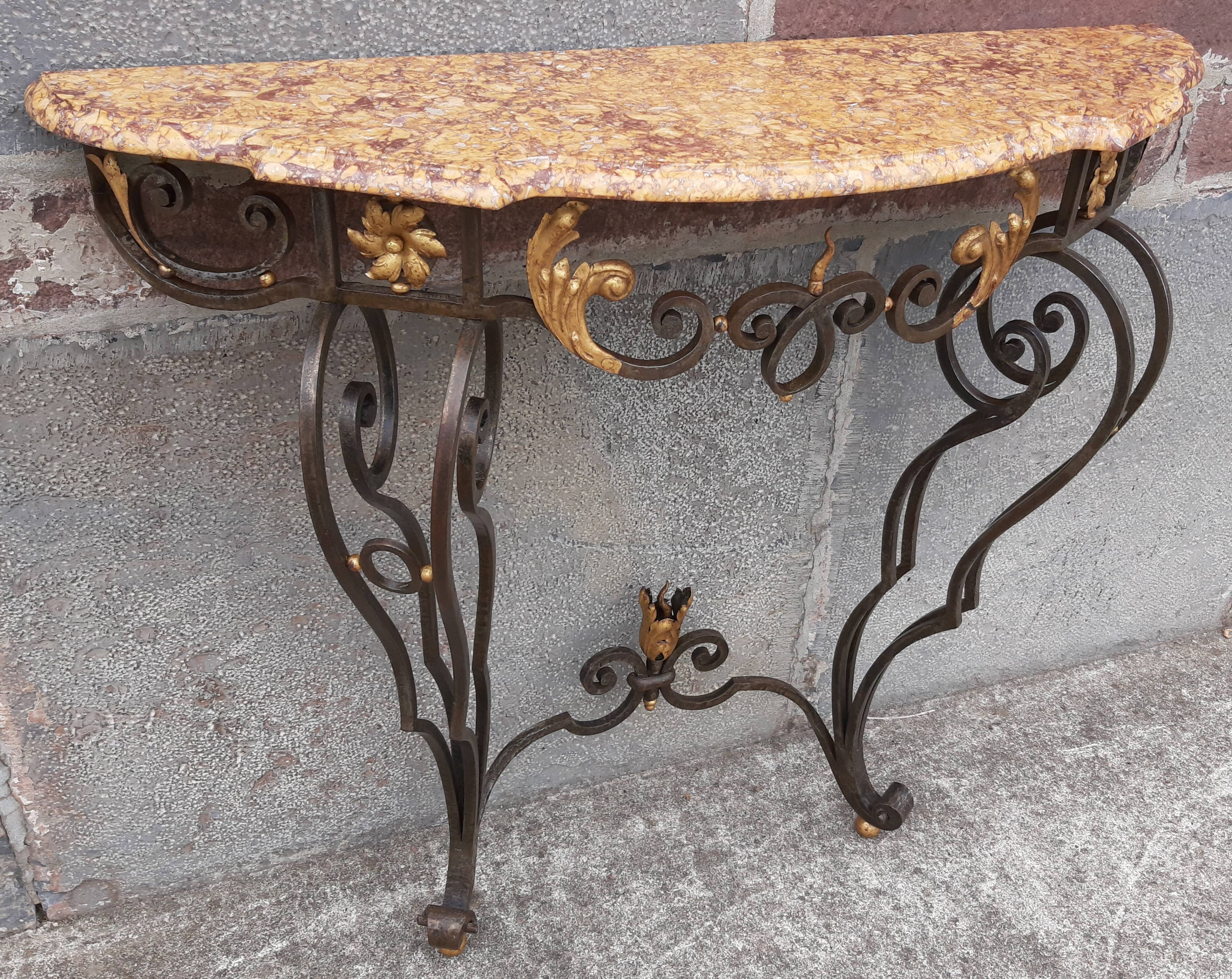 Console forged foot marble top