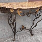 Console forged foot marble top