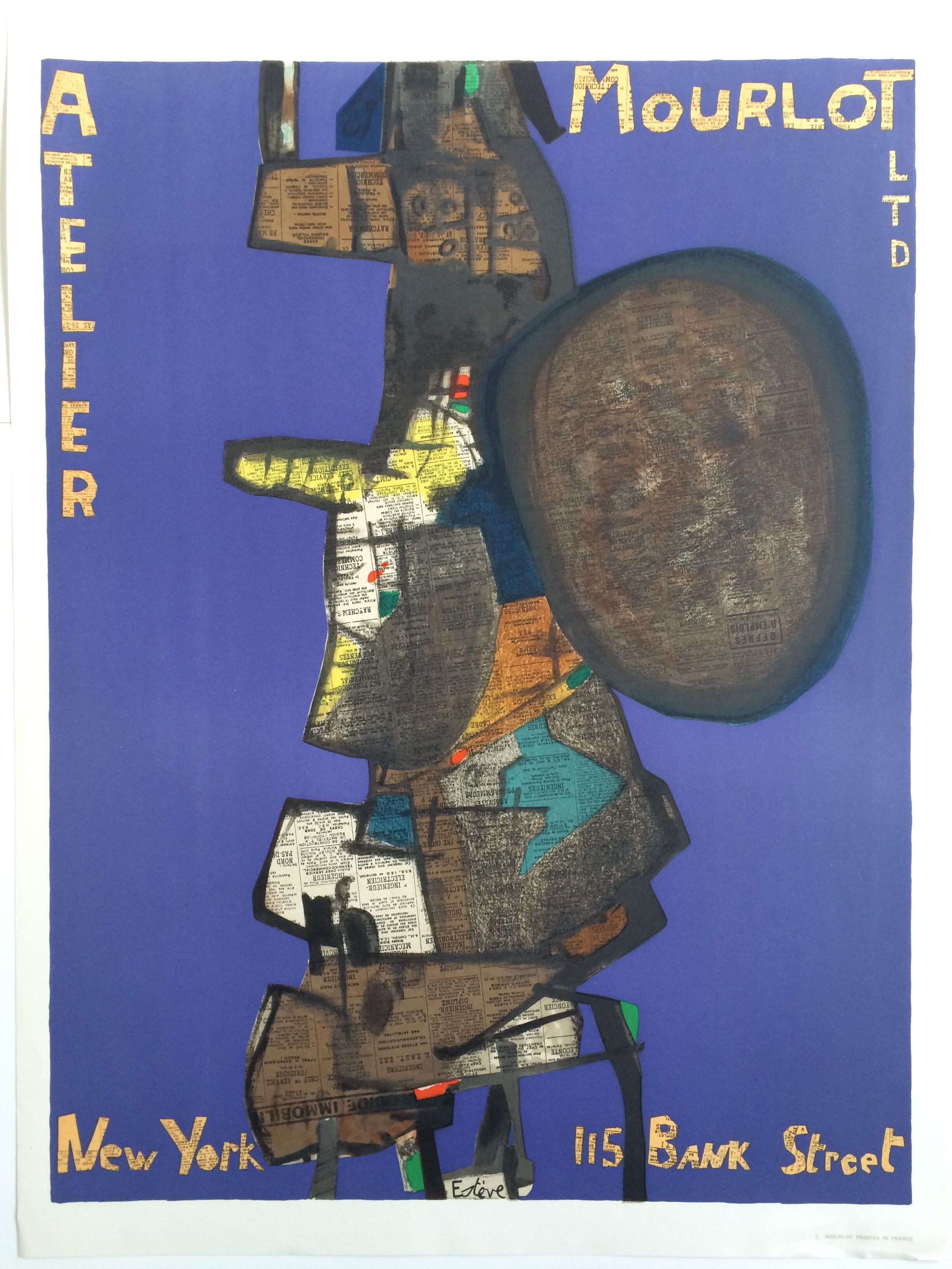 Maurice Esteve "Bank Street" Atelier Mourlot Ltd New York, 1967. Original exhibition poster