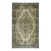 Tapis Turc Vintage Anatolien 205x345 cm Floral Medaillon Beige Vert
