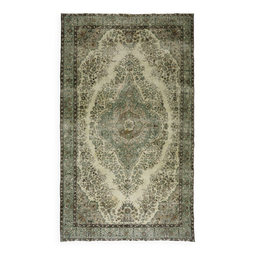 Vintage Turkish Anatolian Rug 205x345 cm Floral Medallion Beige Green