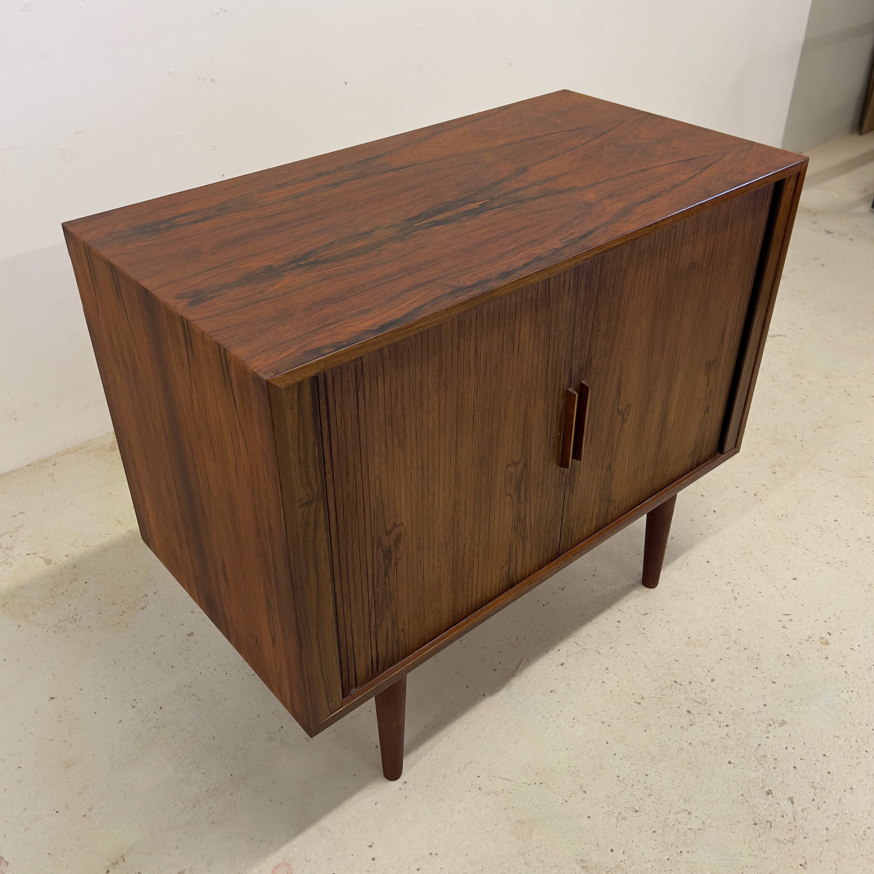 Rosewood Tambour Door Cabinet By Kai Kristiansen For Feldballes