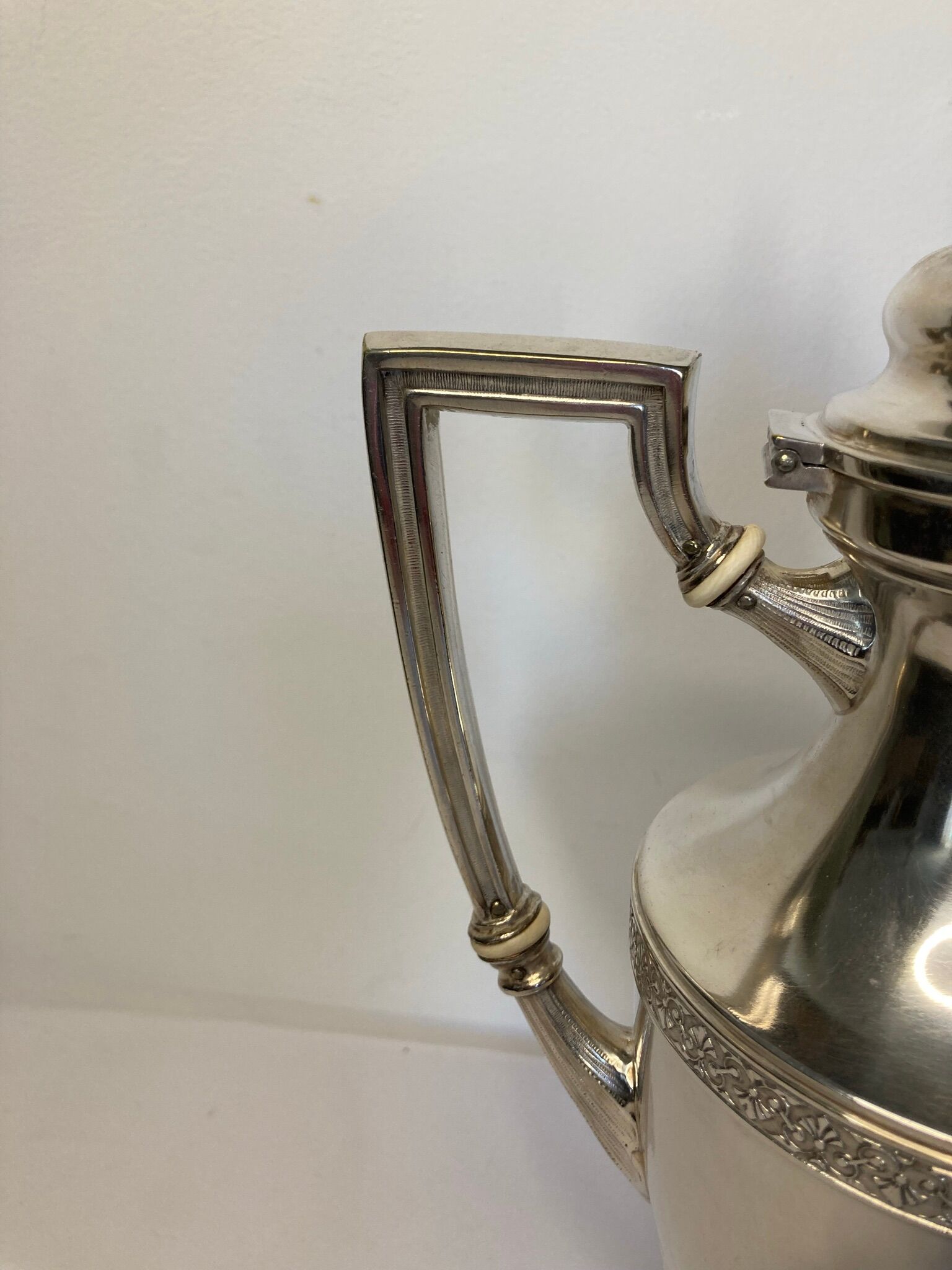 Antique silver-plated metal baluster jug from the early 20th century, VMF