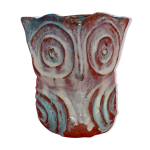 Vase hibou en céramique - turquoise