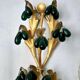 Lights, gold metal with green glass drops, Italy mid-1900s Regency.