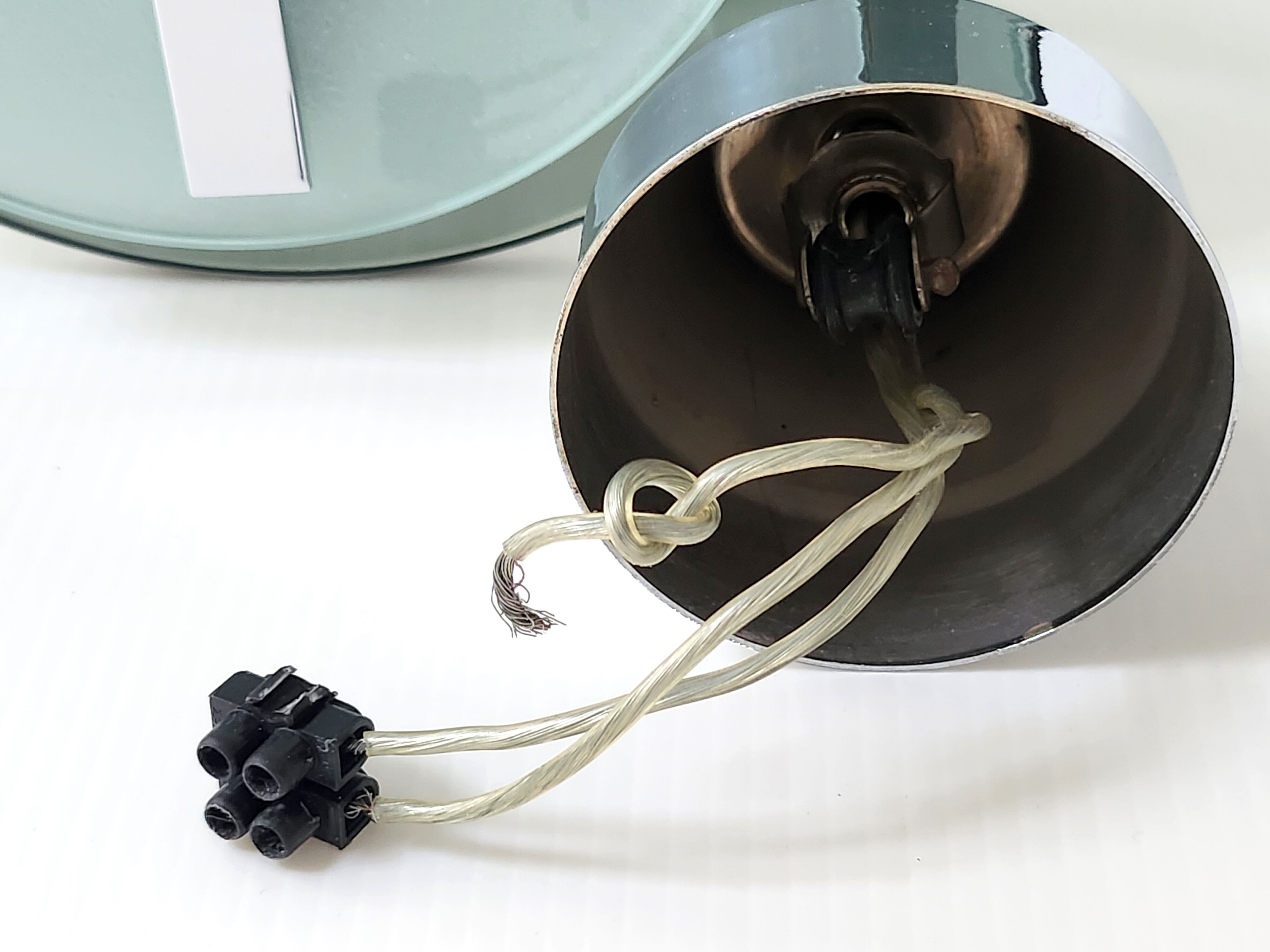 Pendant lamp vintga space age glass & chrome