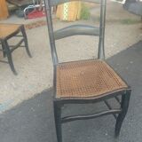Series of 6 chairs Napoleon III era in blackened wood and canning