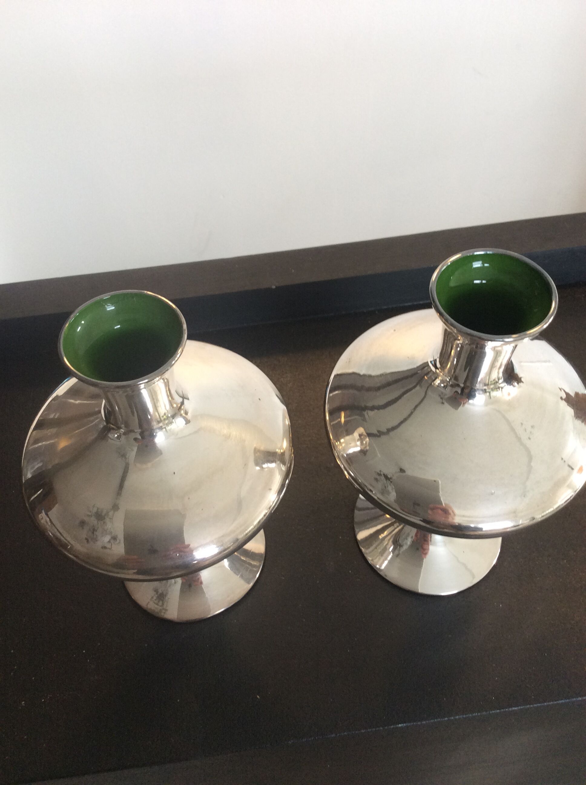 Pair of antique vases in mercurized eglomerized glass