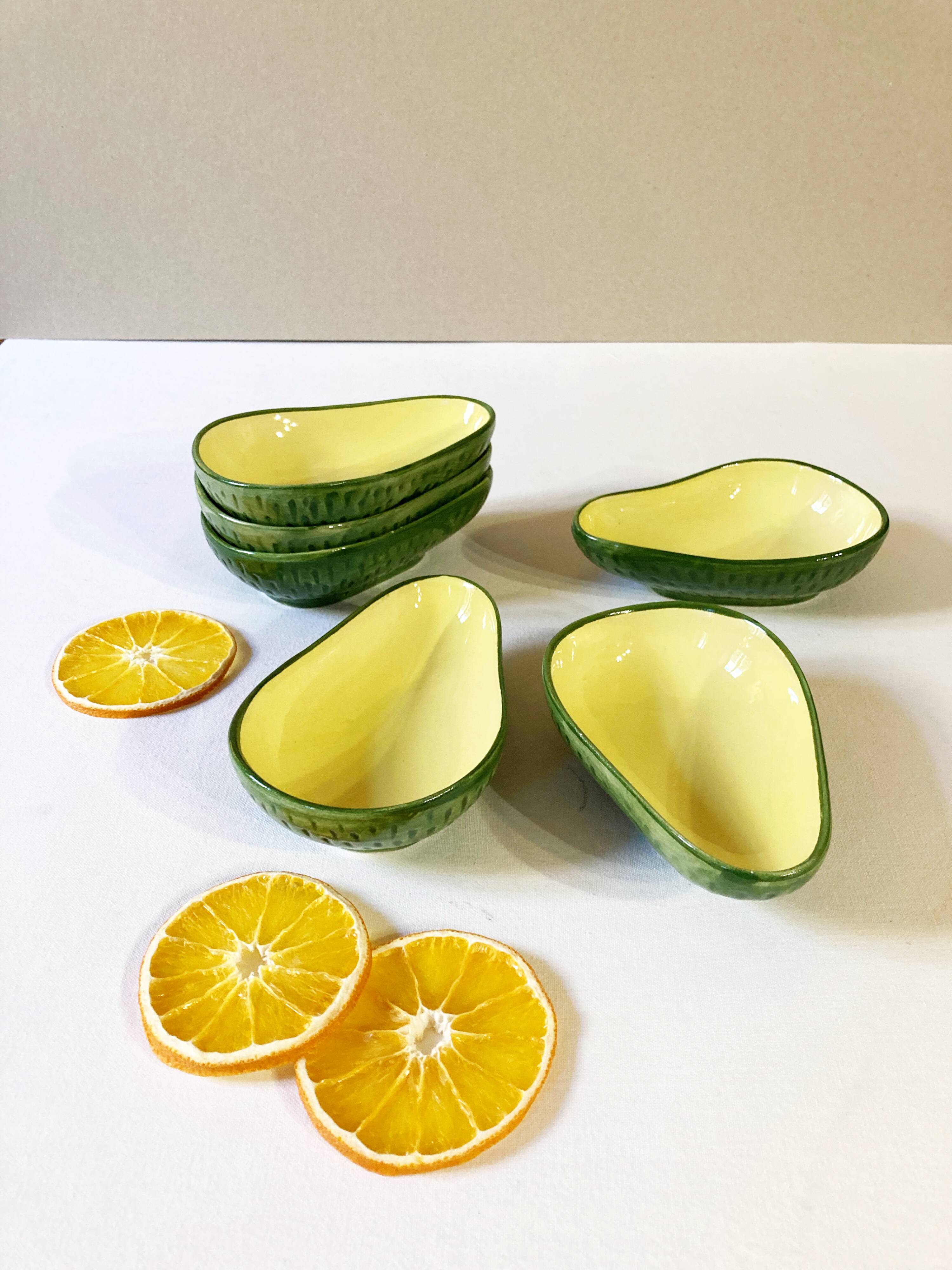6 ceramic avocado ramekins Made in Portugal