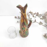 Bouteille carafe Vallauris céramique façon tronc arbre