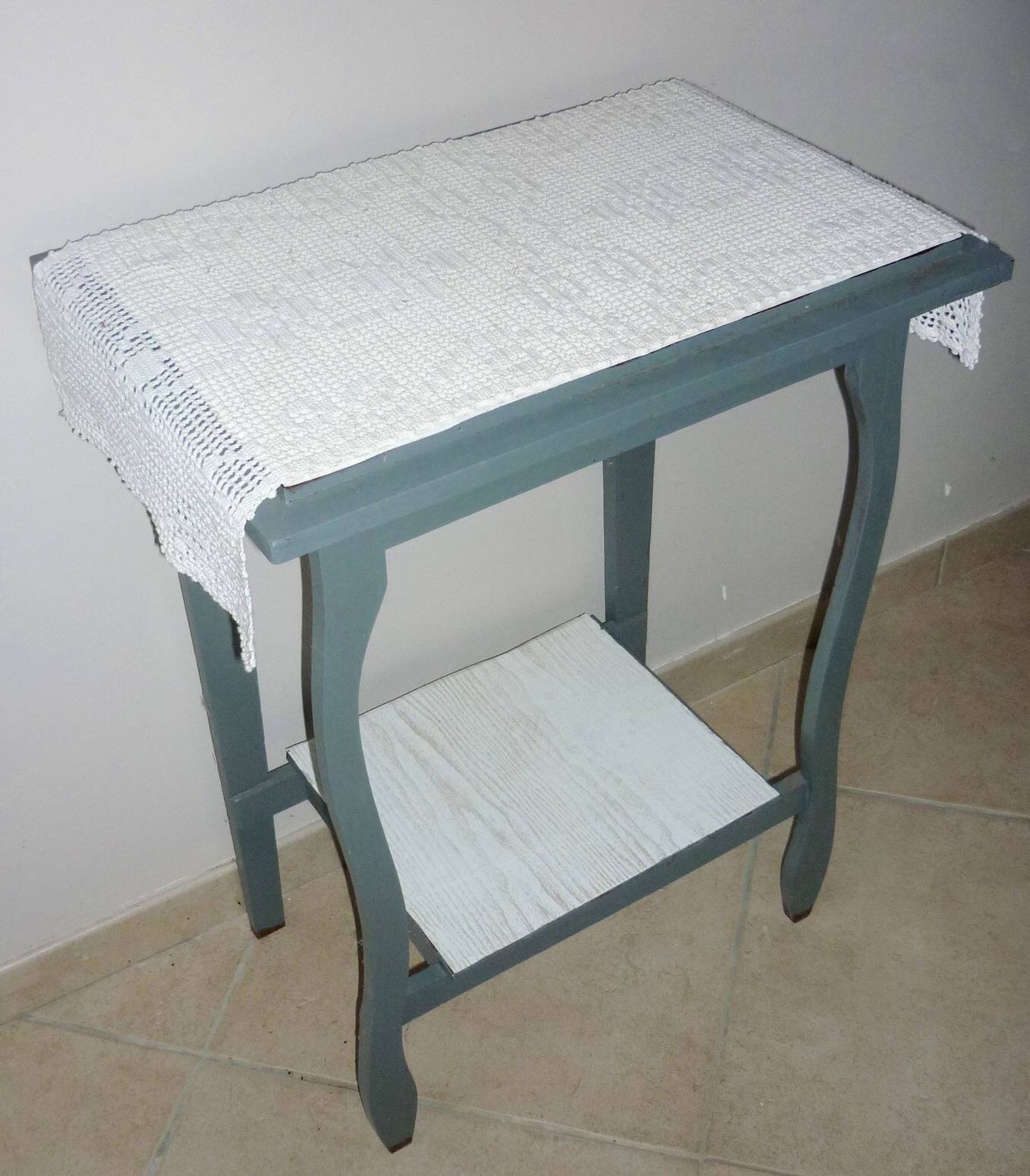 Blue-gray 2-top side table