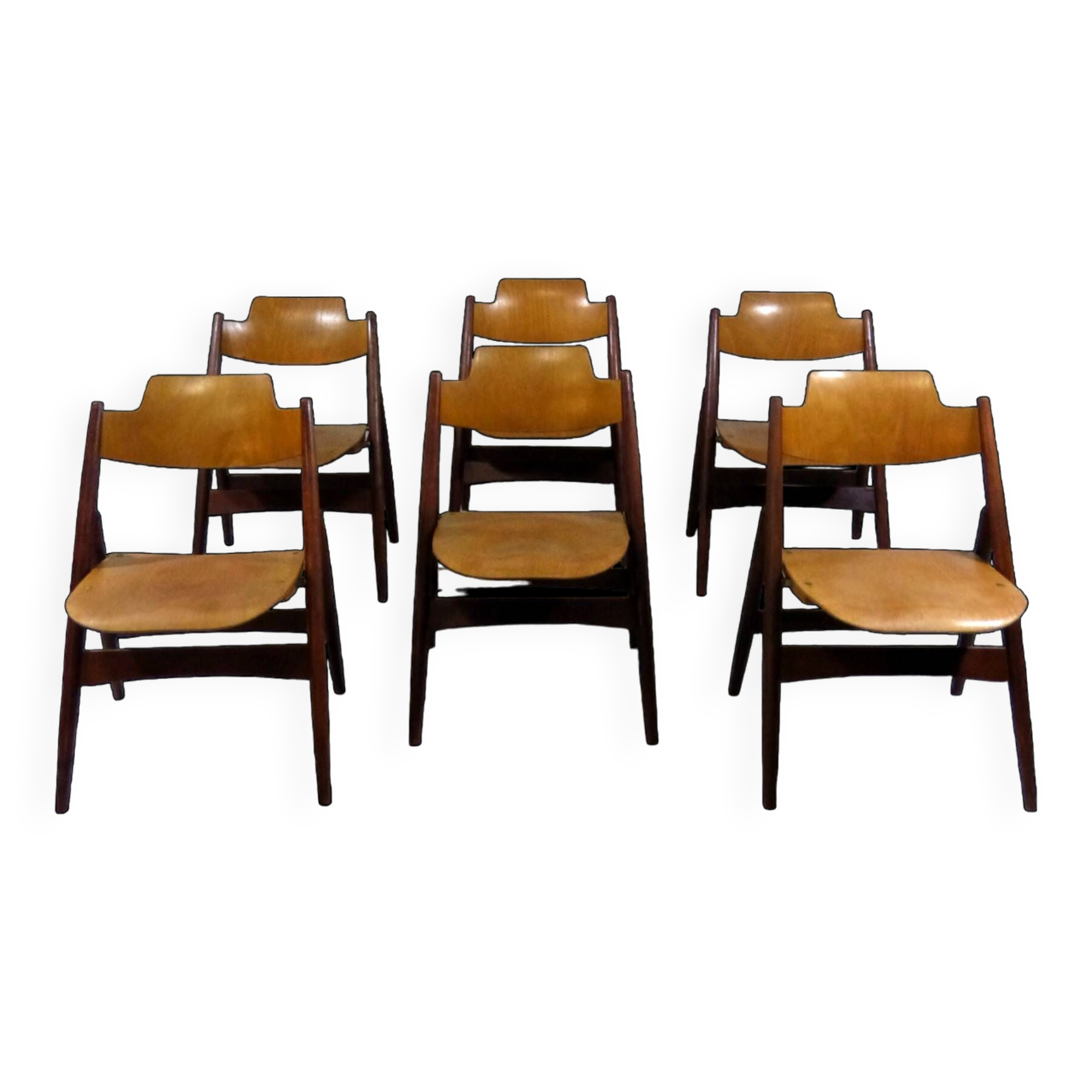 Set of 6 Egon Eiermann SE 18 folding chairs Wilde + Spieth, 1950s