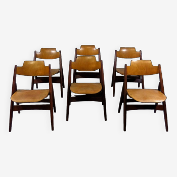 Set of 6 Egon Eiermann SE 18 folding chairs Wilde + Spieth, 1950s