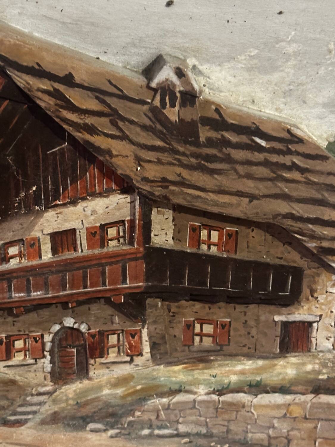 Alpine Table from the 1950s, carved and painted wood, signed by Francois Raugel - 4