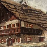 Alpine Table from the 1950s, carved and painted wood, signed by Francois Raugel - 4