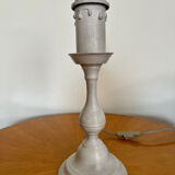 Gray patina pewter candle holder lamp base
