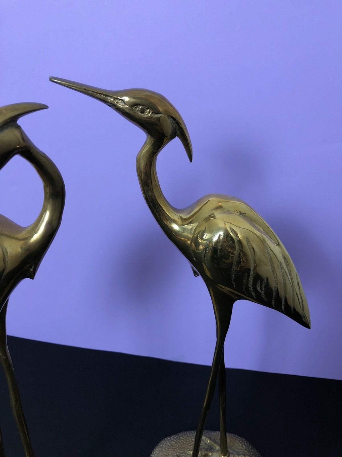 Lot of 2 statues heron brass - years 60 / 70