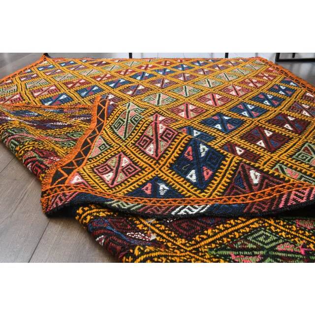 1970s Vintage Turkish Oushak Handmade Wool Cotton Orange Area Rug 158x233