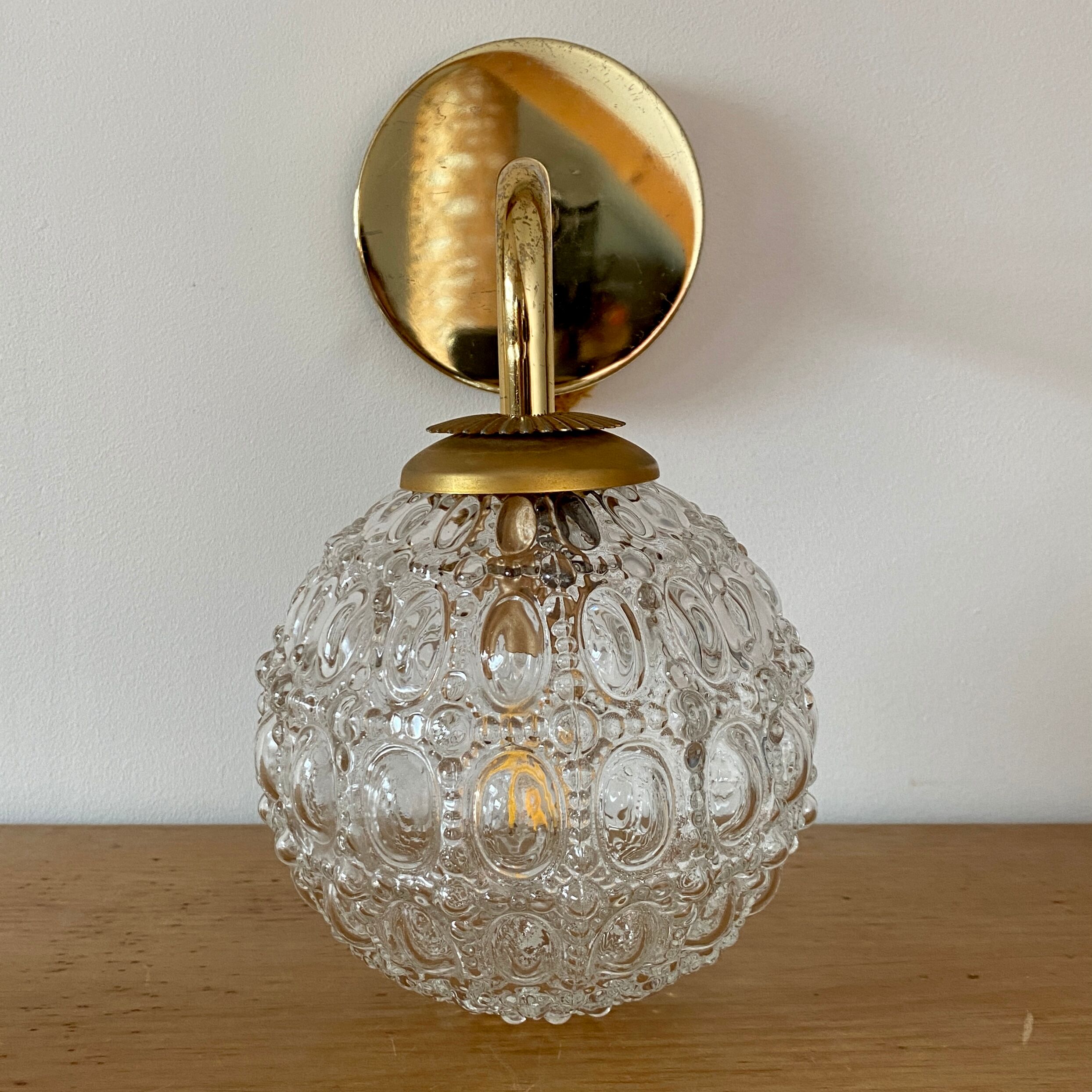 Vintage globe wall lamp in molded glass