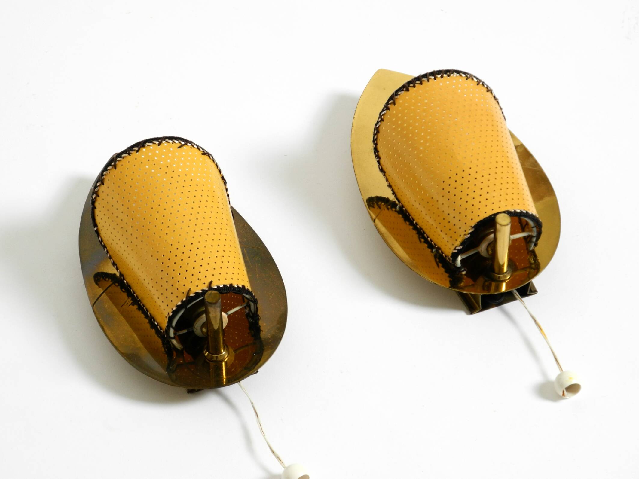 Two enchanting original Mid Century Modern brass wall lamps