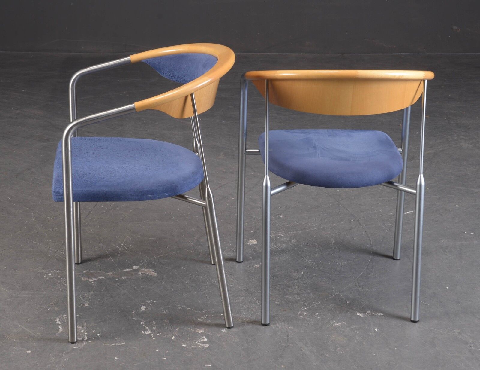 4 scandinavian design seats 1990s stainless steel and wood