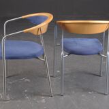 4 sièges design scandinave années 1990 inox et bois
