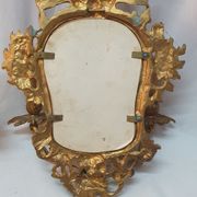 Pair of mirrors, Louis XVl wall lamps in bronze