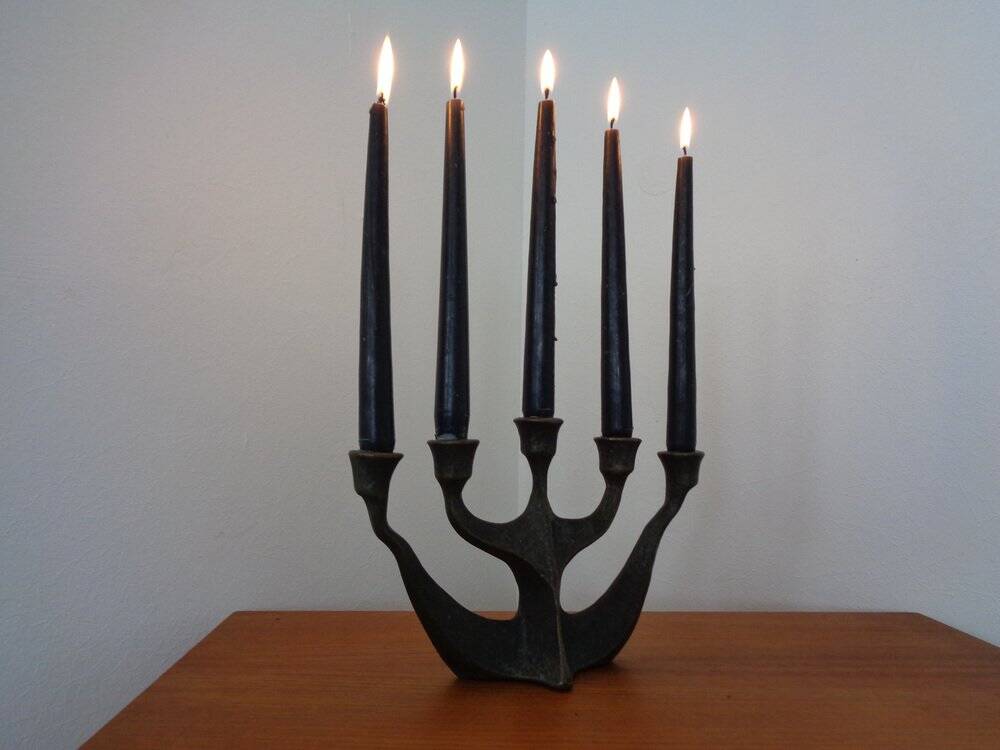 Brutalist Bronze Candleholder by Michael Harjes, 1960s