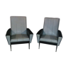Lot de 2 fauteuils gris en skaï