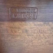 Old 2-seater leather and walnut sofa design 70s Mobil Girgi Mario Marenco vintage Italy