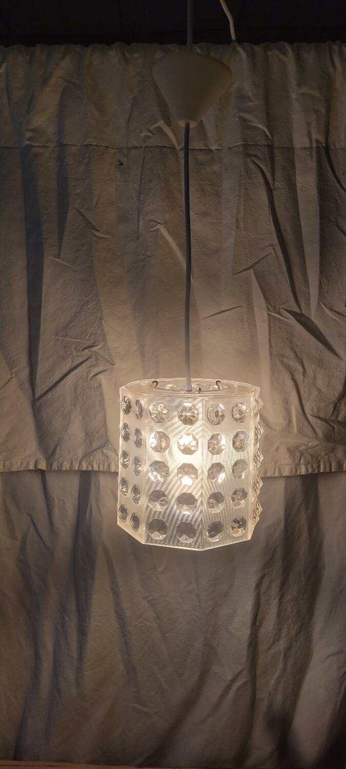 Vintage hexagonal cabochon pendant light – 70s